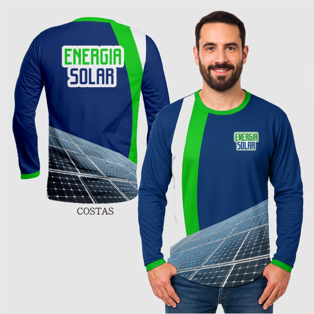 Camisa Camiseta Manga Longa Placa Solar Energia Solar Dryfit 2026