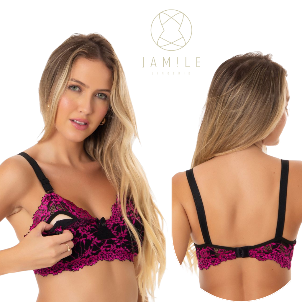 Sutiã Amamentação Renda Sem Bojo Reforçado Sem Aro Forro Algodão