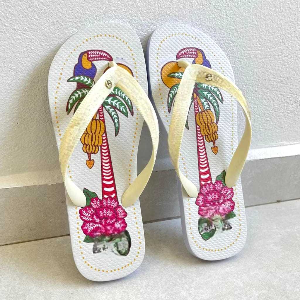 Chinelo Feminino Estampado Estilo Farm Verão – Tira Grossa Macia | Envio Rápido em Oferta na Shopee