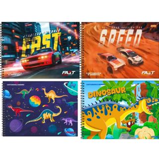 Caderno ( Desenho e Cartografia ) Espiral Capa Dura Dinossauro Stone 80 Folhas - Jandaia Menino em Oferta na Shopee