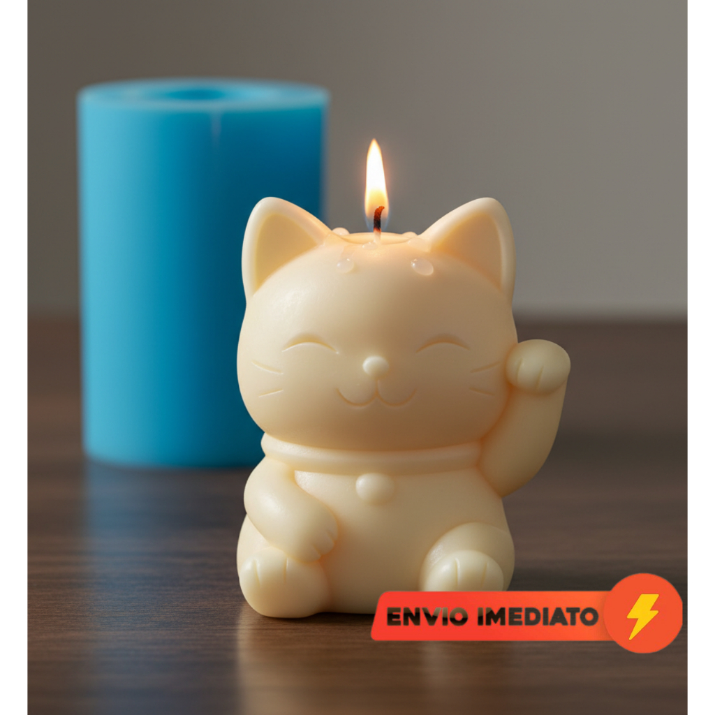 Forma Gato da Sorte - Molde de Silicone para Vela, Chaveiro, Sabonete, Artesanato em Oferta na Shopee