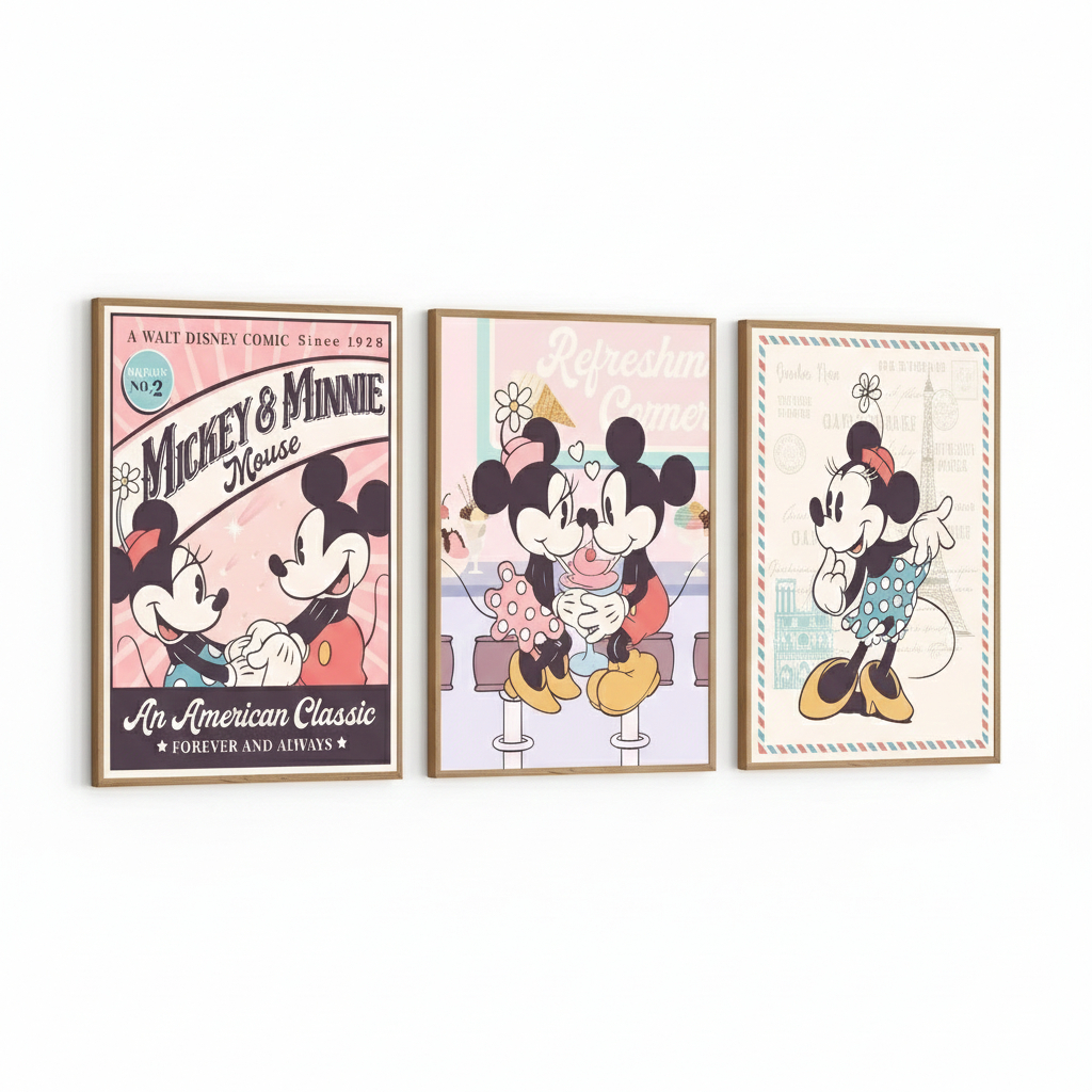 Quadros decorativos Minnie Mouse (3 peças)