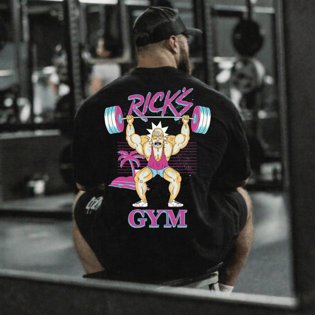 Camiseta Camisa Blusa Oversized Larga Ricks Academia Estampada Fit Camisa 100% Algodão Premium