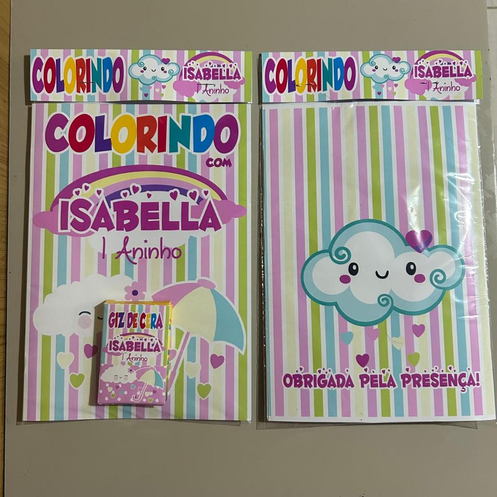 Kit Revistinha Livro de Colorir CHUVA DE AMOR Lembrancinha Aniversario Festa Infantil Temas Menina