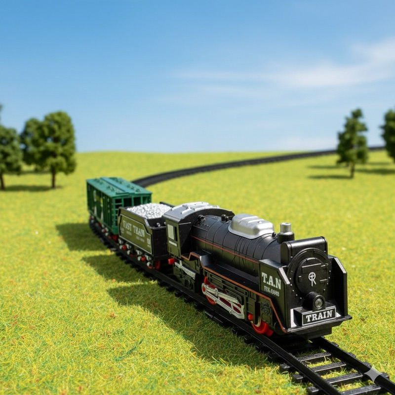 Trem Locomotiva De Brinquedo Infantil Com Luz Trilhos E Vagao Completo Educativo