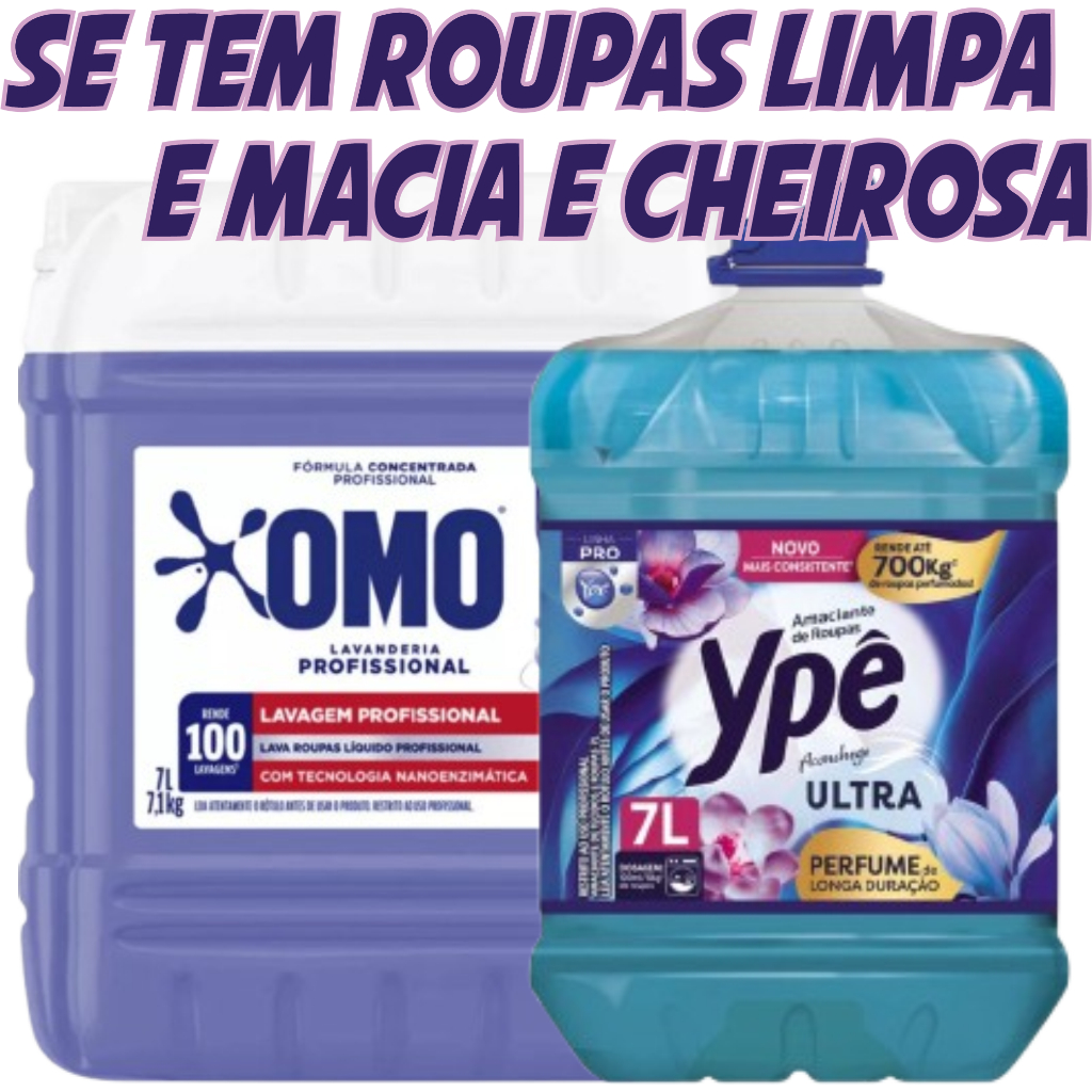 Sabão Líquido Omo Lavanderia Profissional Amaciante Líquido Ypê Pro 7 Litros – Roupas Limpas, Perfumada — R$ 162,80 em Shopee