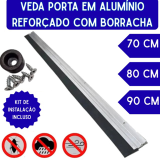 Veda Porta Alumínio Reforçado com BORRACHA Rodo Vedante 70cm 80cm 90cm Anti Poeira Insetos Ruído em Oferta na Shopee