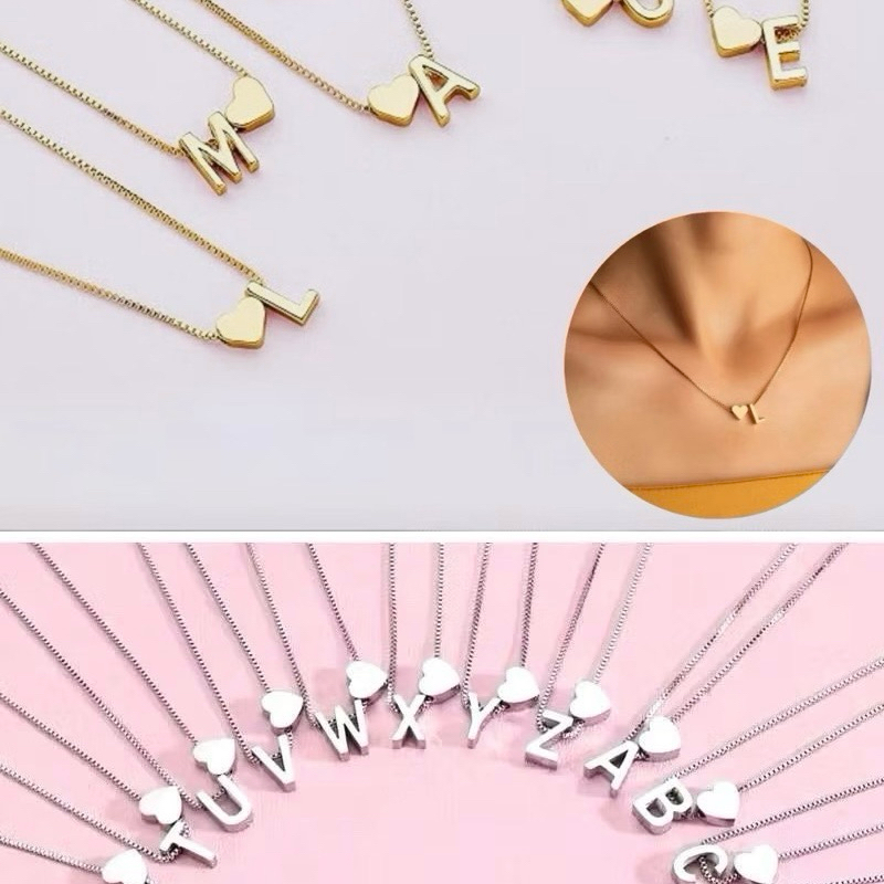 Corrente choker letra pequena e coração banhado a prata 925 e ouro 18K, Delicada e Brilhant