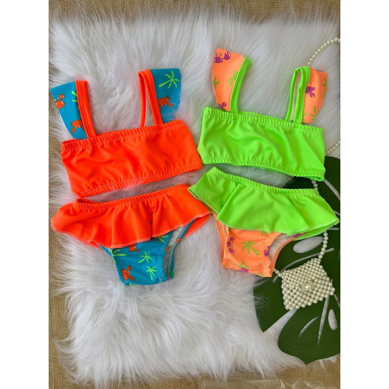 biquíni infantil neon / 1 a 10 anos