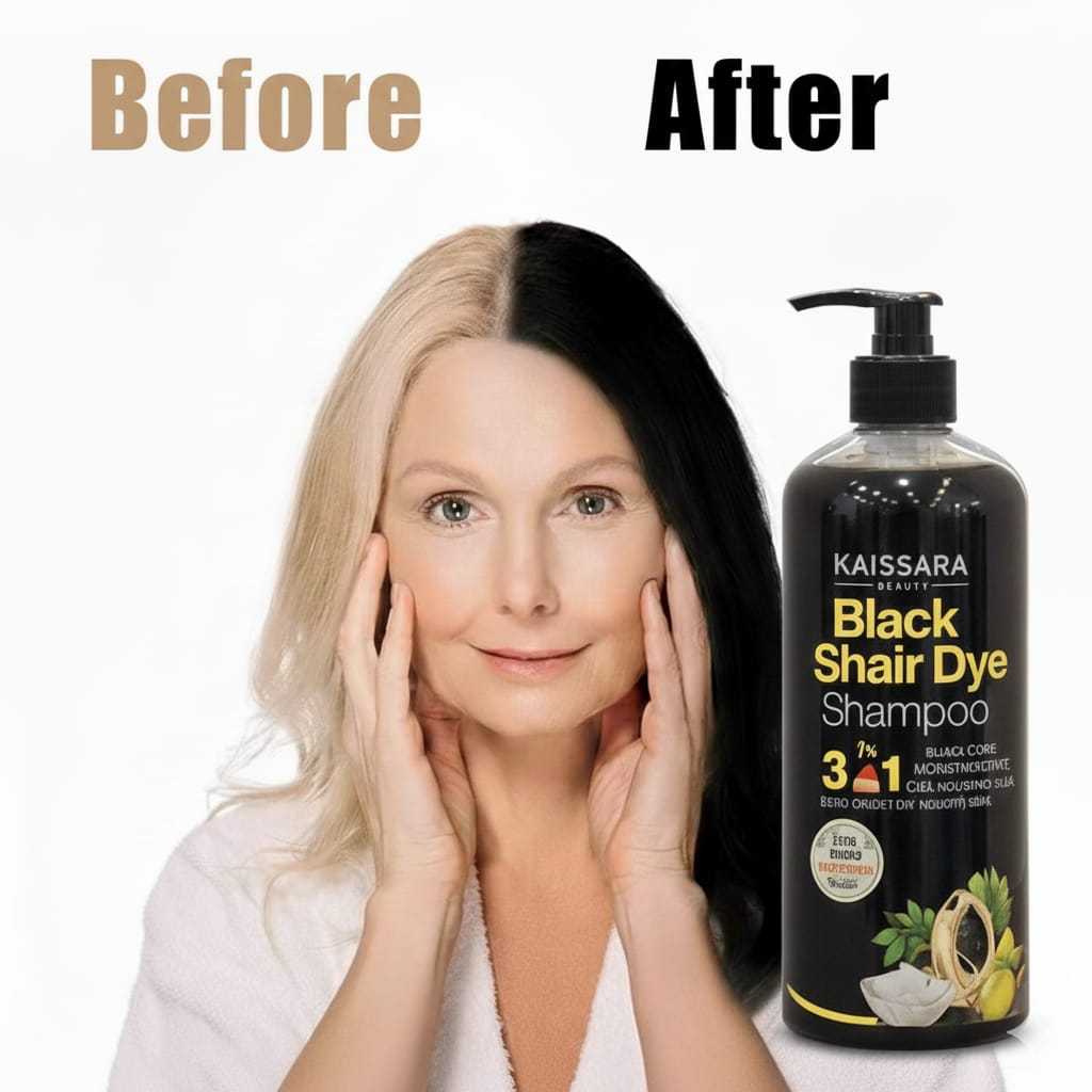 KIT 2 Shampoo de tintura de cabelo 3 em 1- 500ML COR  PRETO