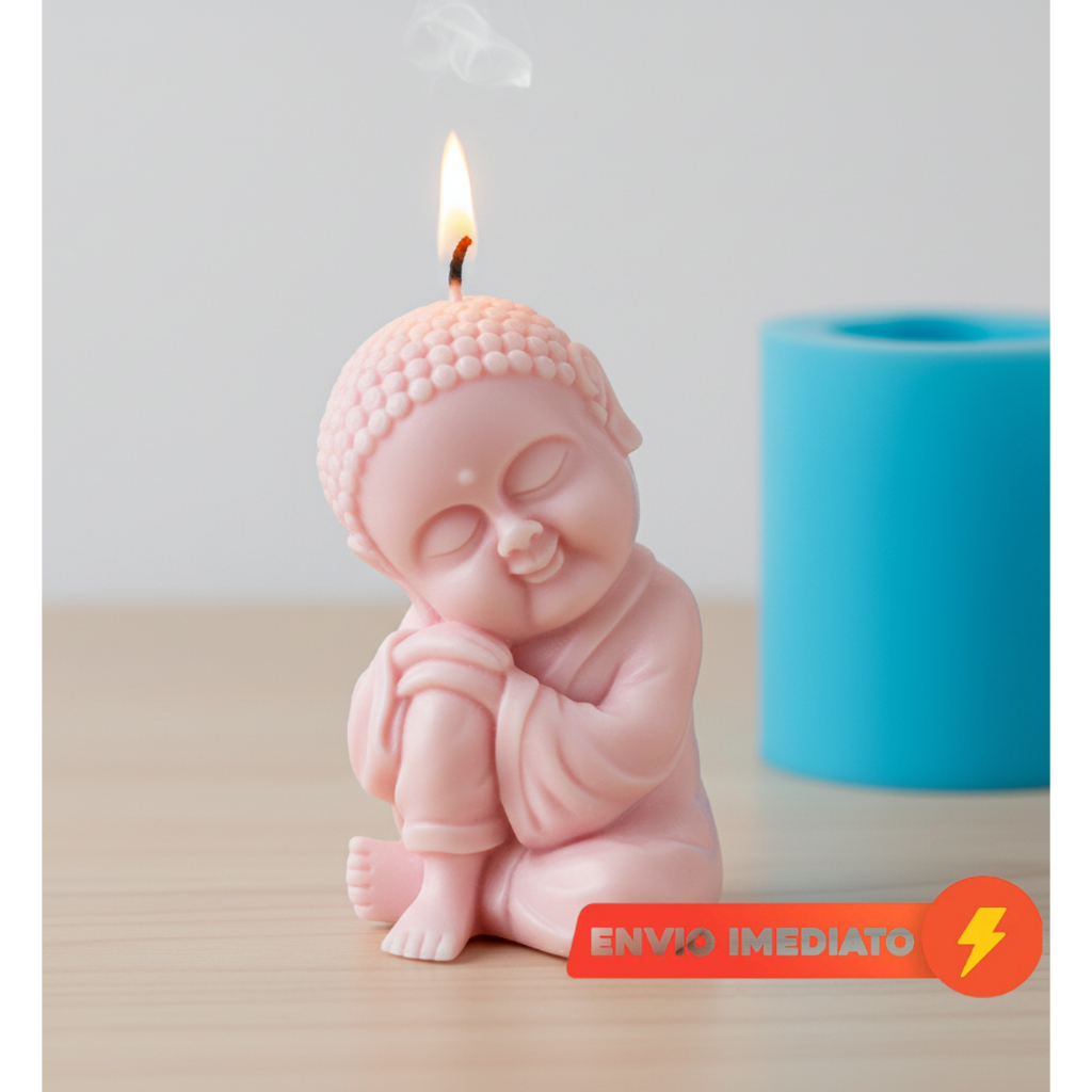 Forma de Monge Buda/ Molde Silicone para fazer Vela, Cimento, Gesso