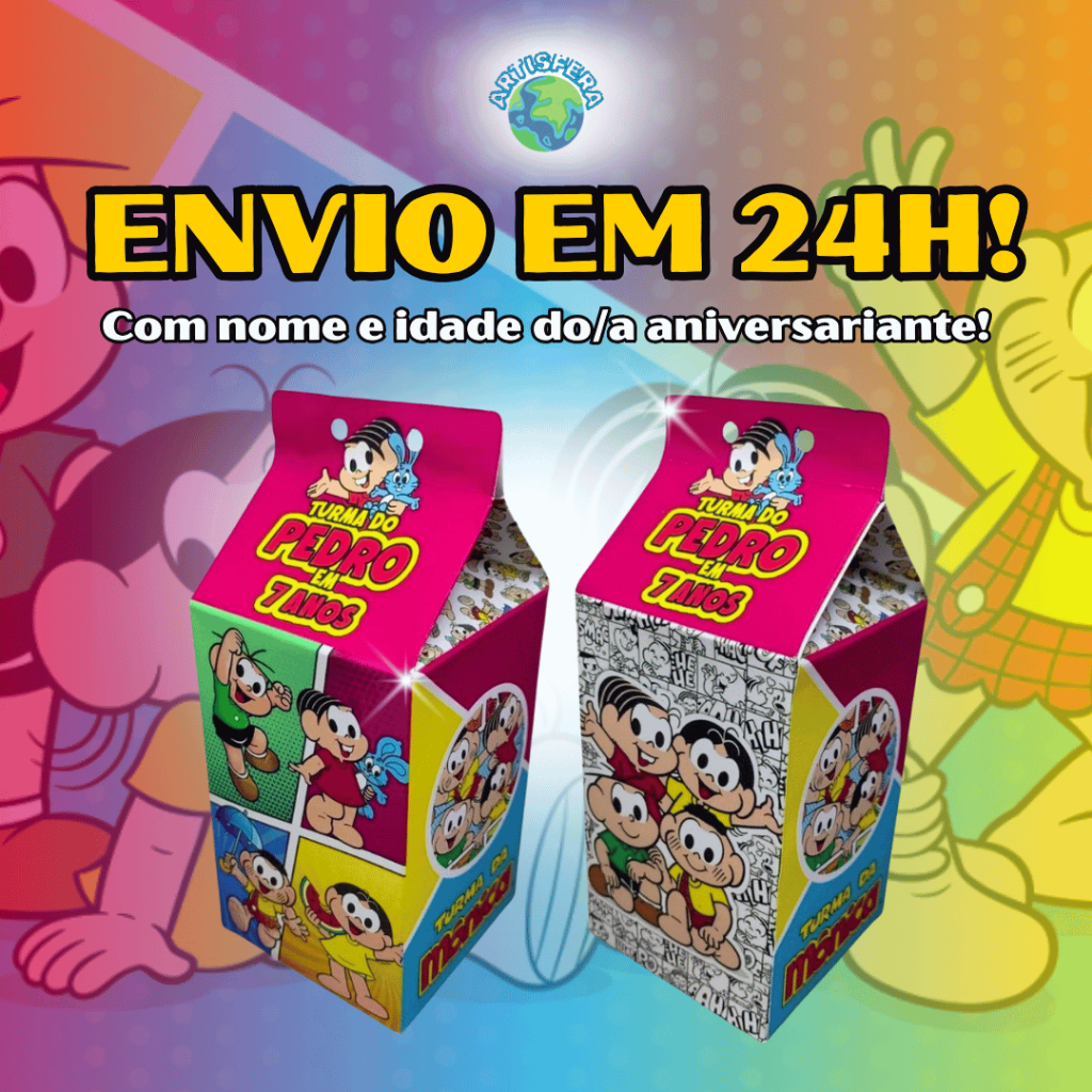 Caixinhas Surpresa Milk Turma da Mônica Personalizadas Com Nome e Idade Para Festas de Aniversários e Lembrancinha