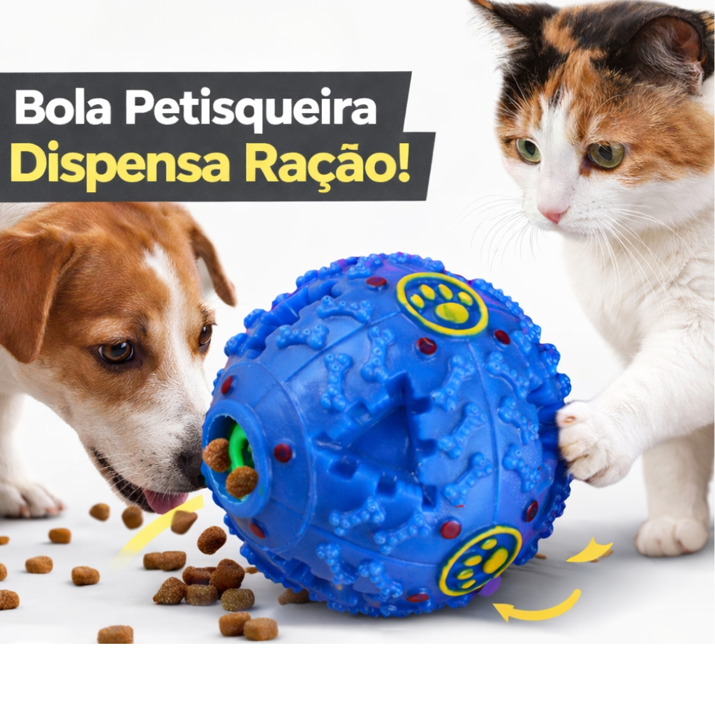 Bola Petisqueira Pet Brinquedo Interativo Cachorro Gato Petiscos Rações com Apito