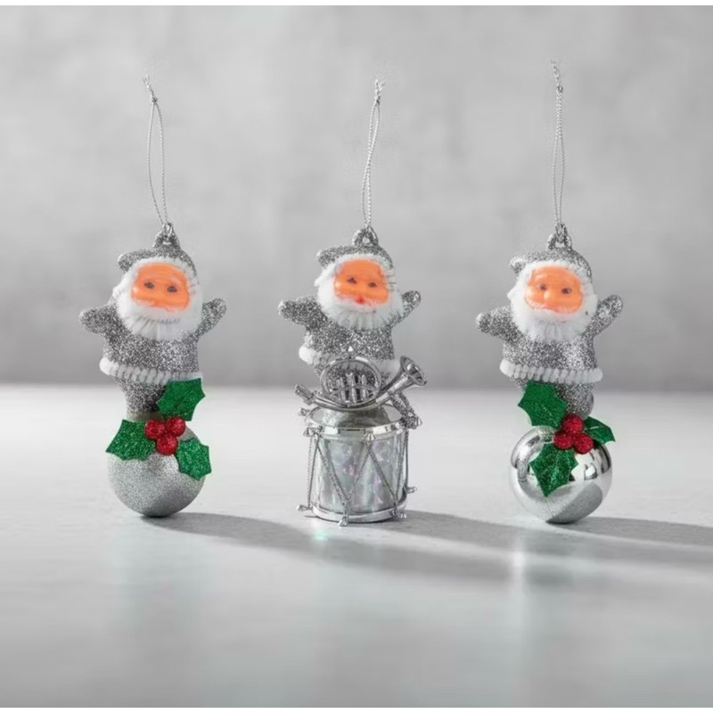 KIT ENFEITES NOEL COM 3 PEÇAS | TAM.: 8X4CM | PAPAI NOEL | FELIZ NATAL | ANO NOVO | DECORAÇÃO NATALINA | PENDURAR