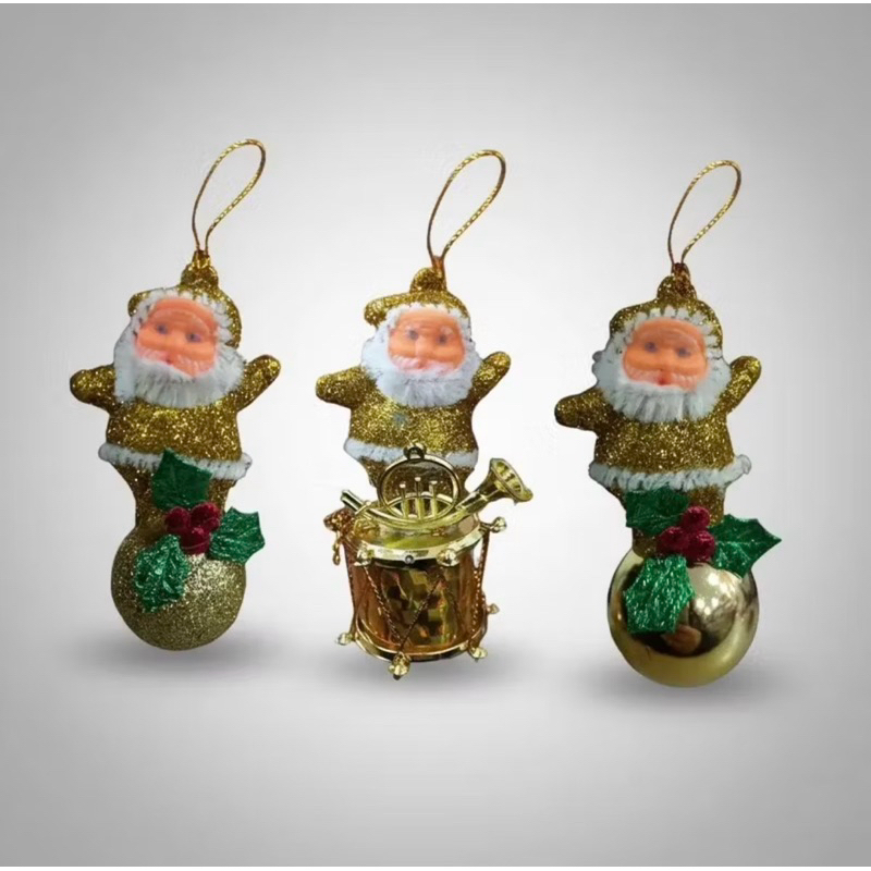 KIT ENFEITES NOEL COM 3 PEÇAS | TAM.: 8X4CM | PAPAI NOEL | FELIZ NATAL | ANO NOVO | DECORAÇÃO NATALINA | PENDURAR