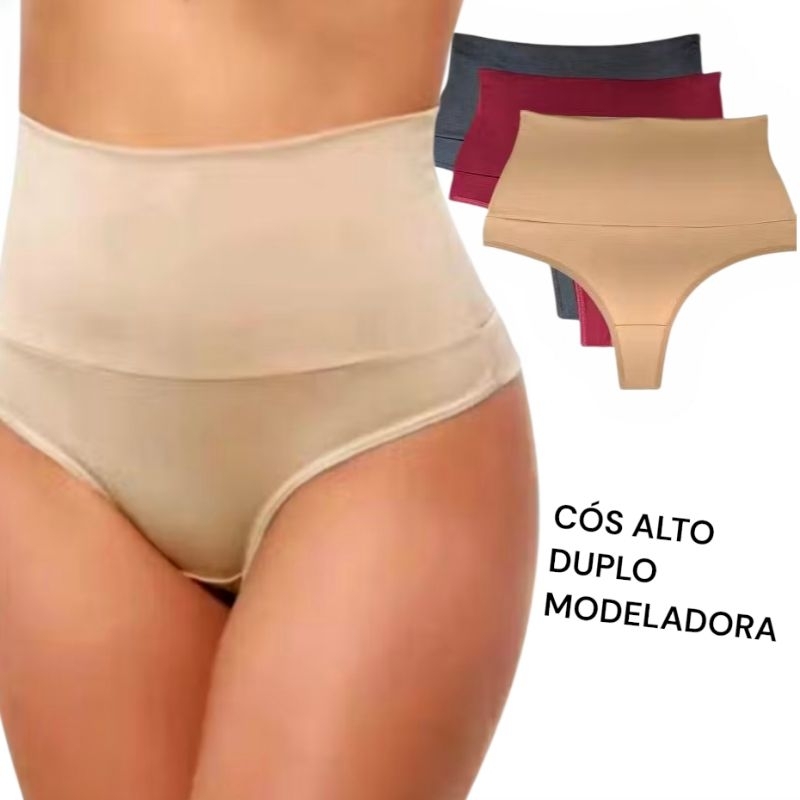 Kit Calcinha Cós Fio Duplo Cinta Modeladora Calca Cintura Alta Fio  Duplo Lingerie Feminina- Conforto e Sustentação