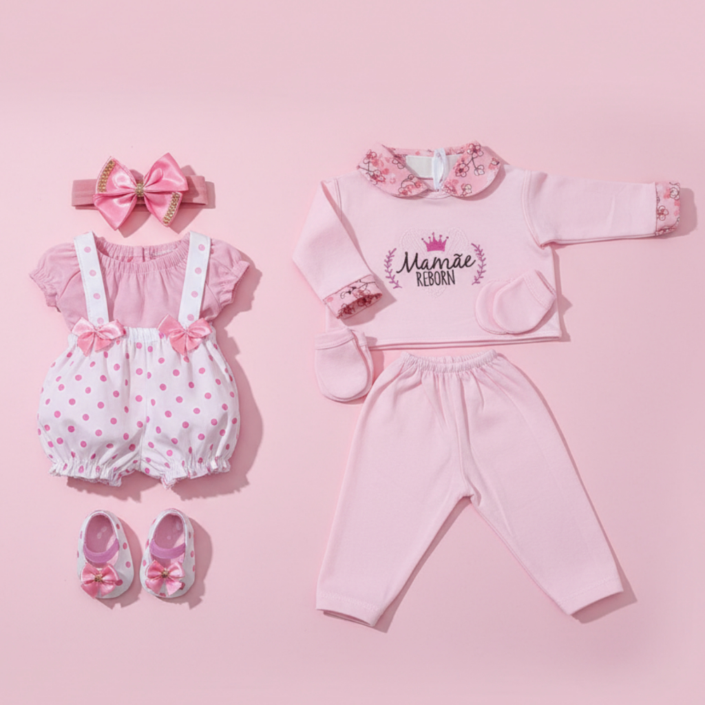 Kit Roupa Boneca Bebe Reborn + Pijama + Tiara + Sapatinho em Oferta na Shopee