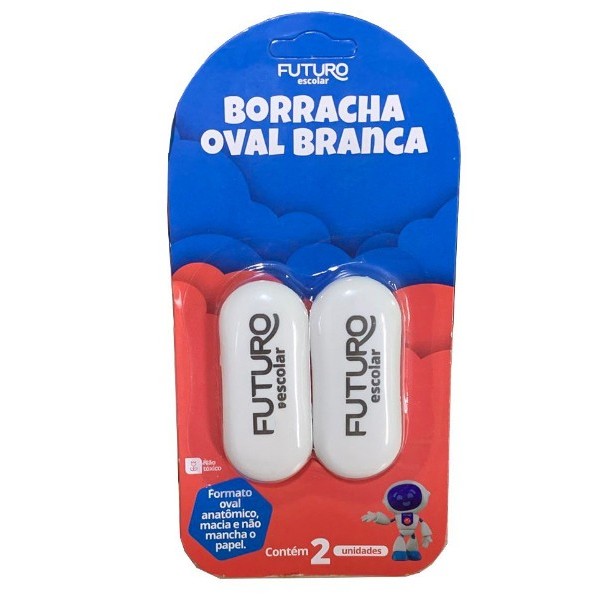 📚✨ Kit 2 Borrachas Escolares Brancas Ovais | Macias, Apagam Fácil e Não Sujam