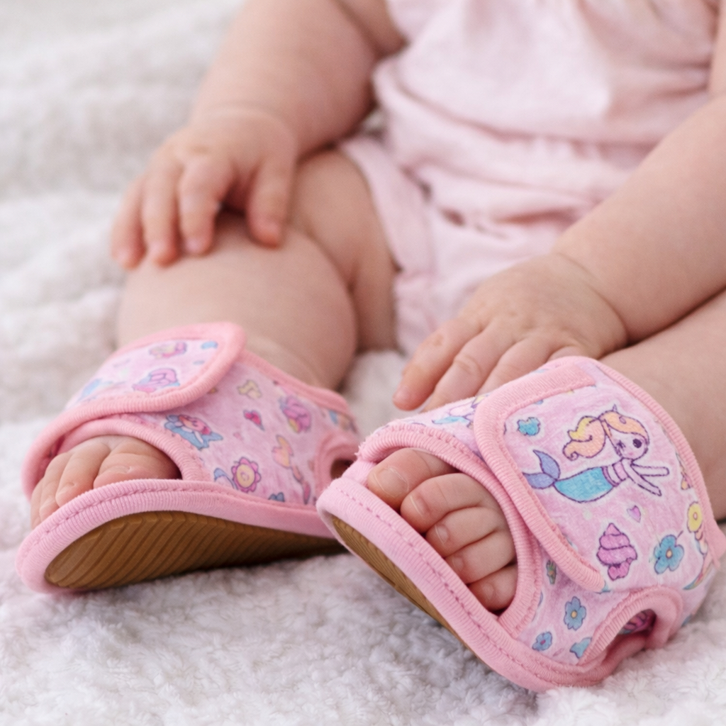 Sandália de Bebê Menina de Velcro Estampada Fofinha e Antiderrapante