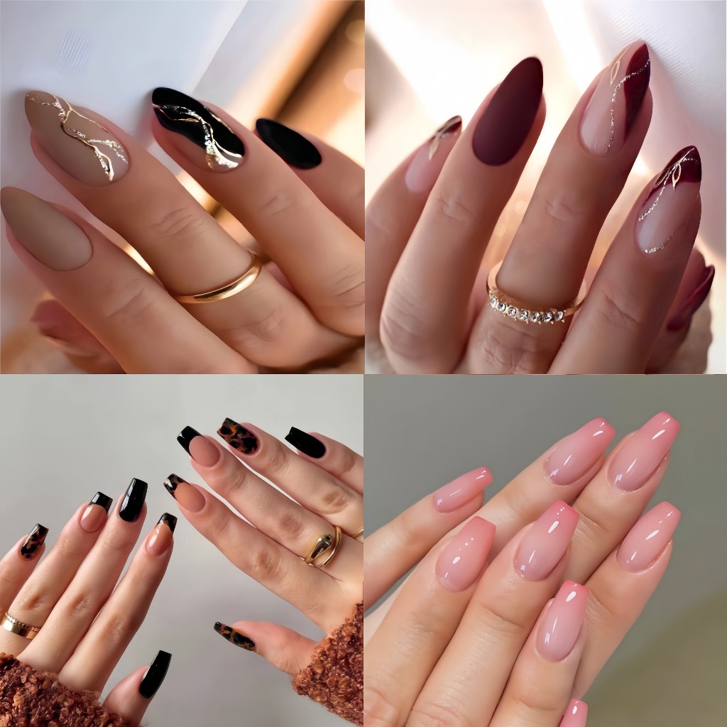 Koasis Unhas Postiças 24 Peças | Estilo Euro-Americano Coloridas  Visual Incrível Instantaneamente