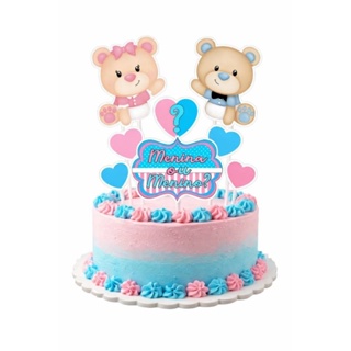 Topo de Bolo Personalizado Chá Revelação em Oferta na Shopee