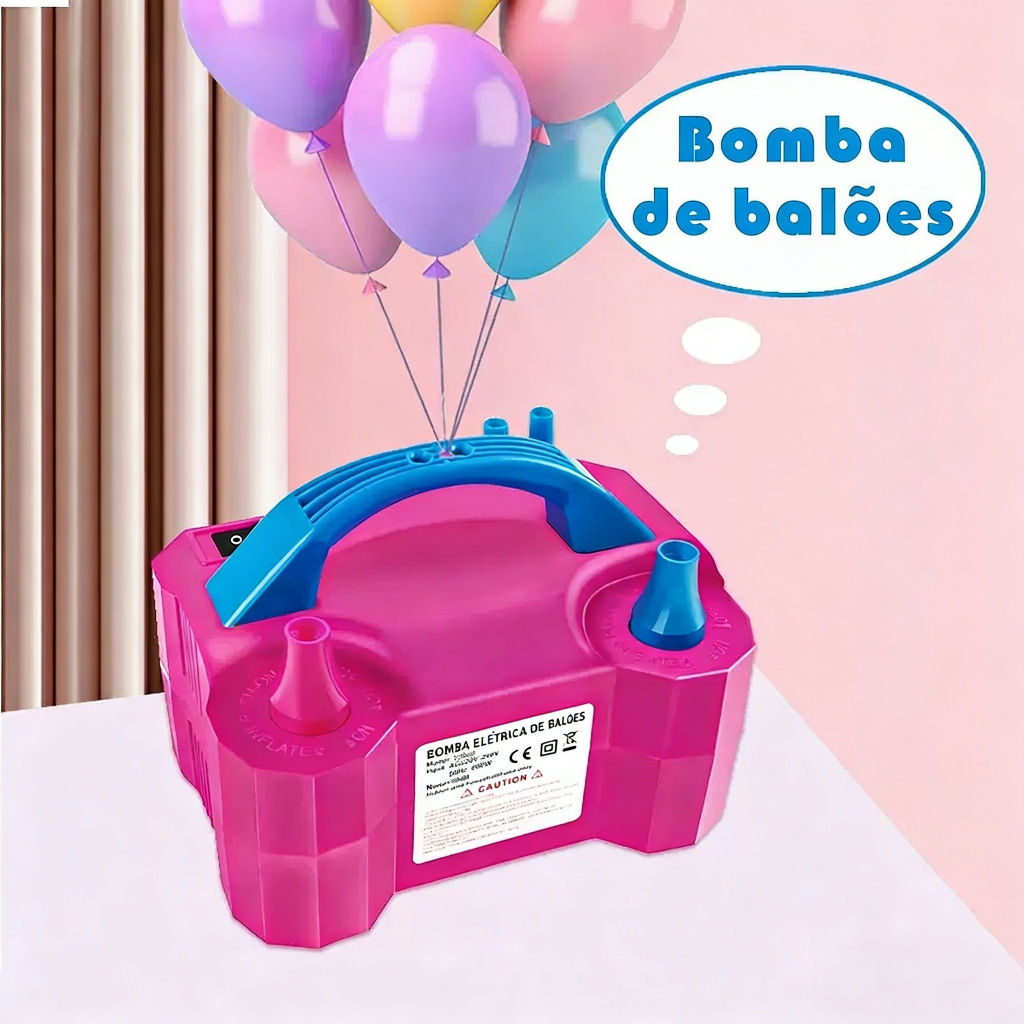 Bomba de Ar para Balões Dupla Boca | Potente, Automática, Best-Seller