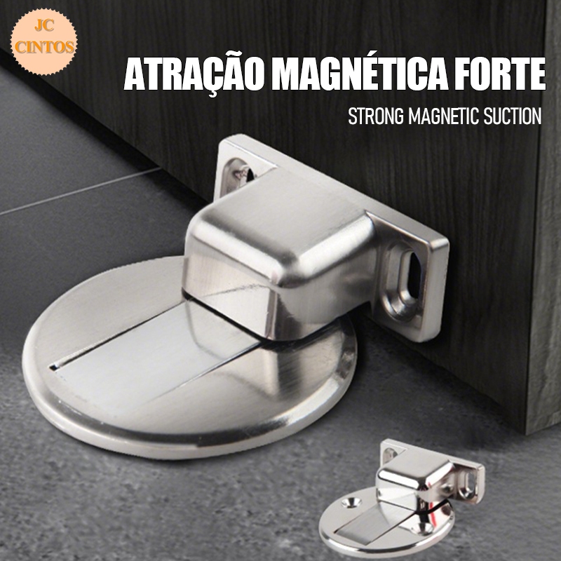 Kit 1/2/3 Trava Prendedor de Porta Magnético Adesivo Slim Inox Cromado