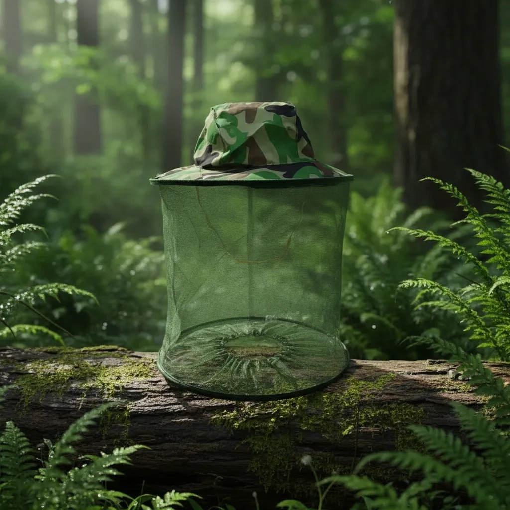 Chapéu Mosquiteiro Apicultor com Tela Anti Mosquito Pesca Camping Trilha Camuflado