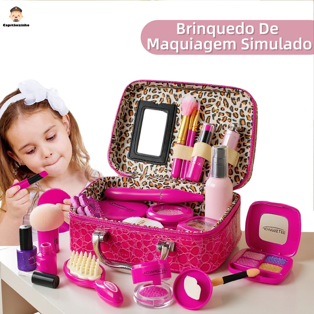 Kit Maquiagem Colorida Brinquedo Presente Ideal De Aniversário Para Meninas Crianças Lavável Portátil