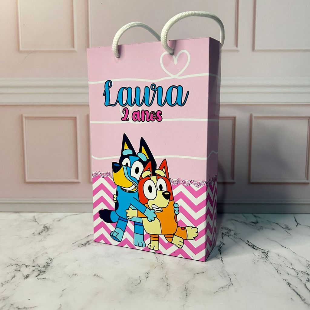 Sacolinha Personalizada Bluey | Sacolinha Surpresa | Lembrancinha Festa | Pegue e Monte
