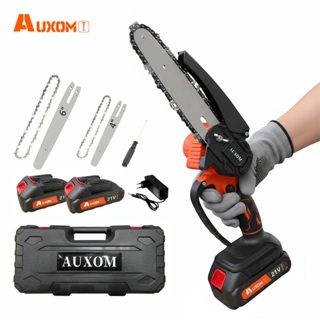 AUXOM Serra Elétrica Portátil 6” e 8” com 2 Baterias 21V - Inclui Guias e Correntes, Kit Completo em Oferta na Shopee