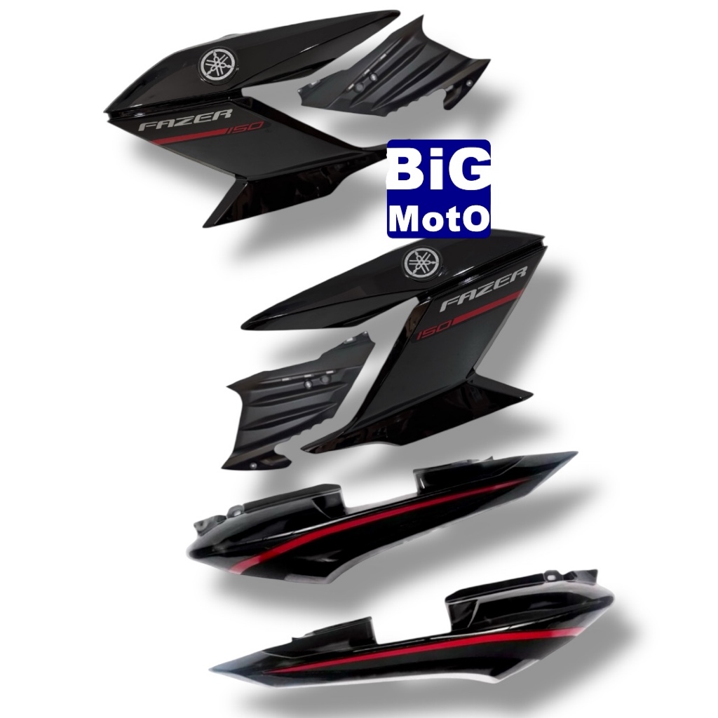 Par Aba do tanque Yamaha Fazer 150 2014/201515 Preto com Complemento + Par Rabeta traseira Fazer 150