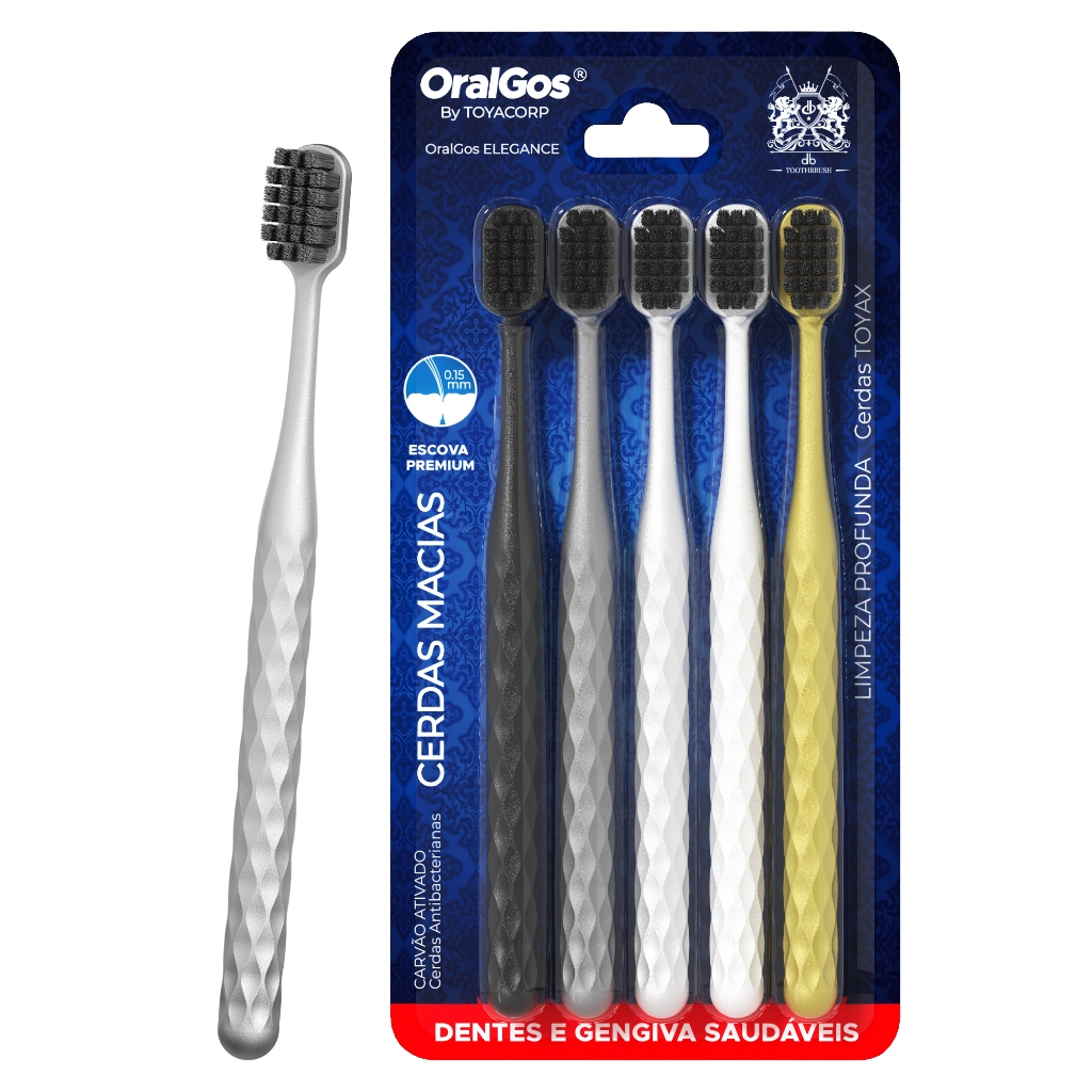OralGos Kit 5 un Escova de dente | Cerdas macias | Design ergonômico | uso doméstico