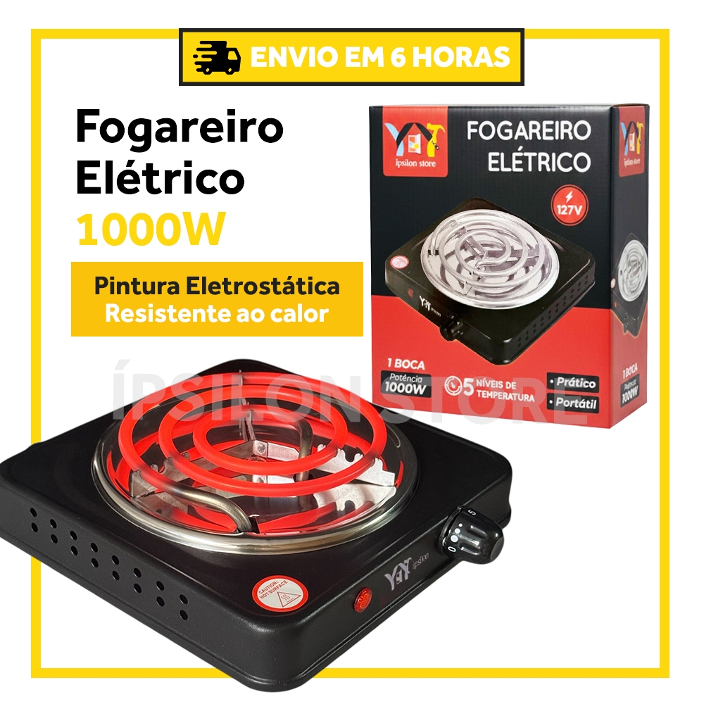 Imagem Fogao Fogareiro Eletrico 1000w 1 Boca Portatil Camping 110V - 220V