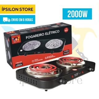 Fogareiro Elétrico 2 Bocas Portátil Camping Cooktop Cozinha 110v - 220v Viagem Premium em Oferta na Shopee