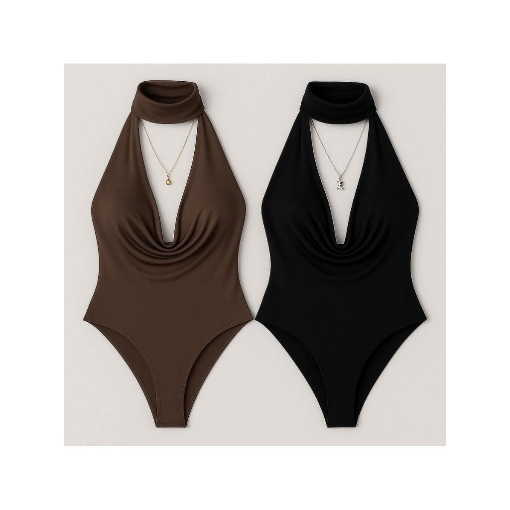 Kit 2 Bodysuit Feminino Gola Alta e Decote Profundo