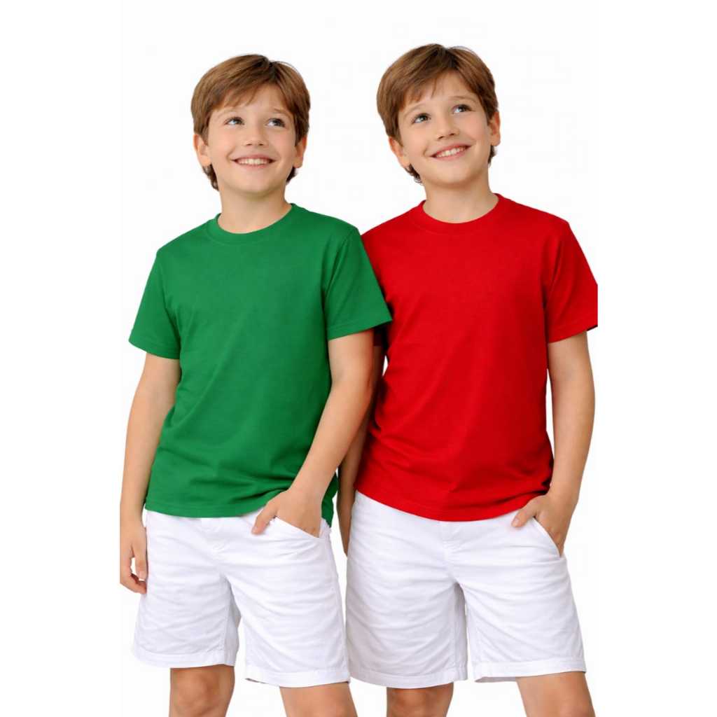 Camiseta Basica infantil Juvenil Unissex 4 ao 16 100% Algodão Verão Manga Curta