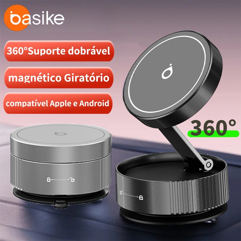 BASIKE Suporte Magnético Dobrável para Celular em Carro com Ventosa Forte para iPhone