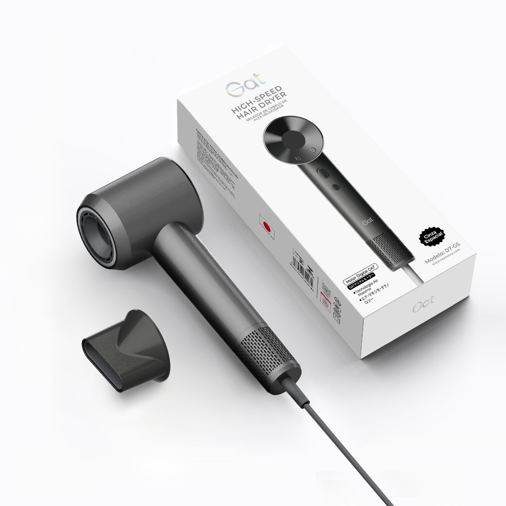 Gat Secador de Cabelo  Alta Velocidade - 110.000 RPM, 1800W, 300M Íons, Controle de Temperatura NTC
