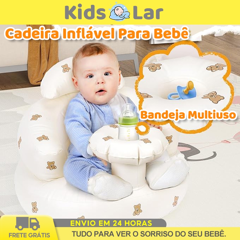 Sofá Infantil Inflável Pressione o Assento Inflável Para Bebê De 3 A 36 Meses+Bandeja 3 Estilos Presentes de Natal