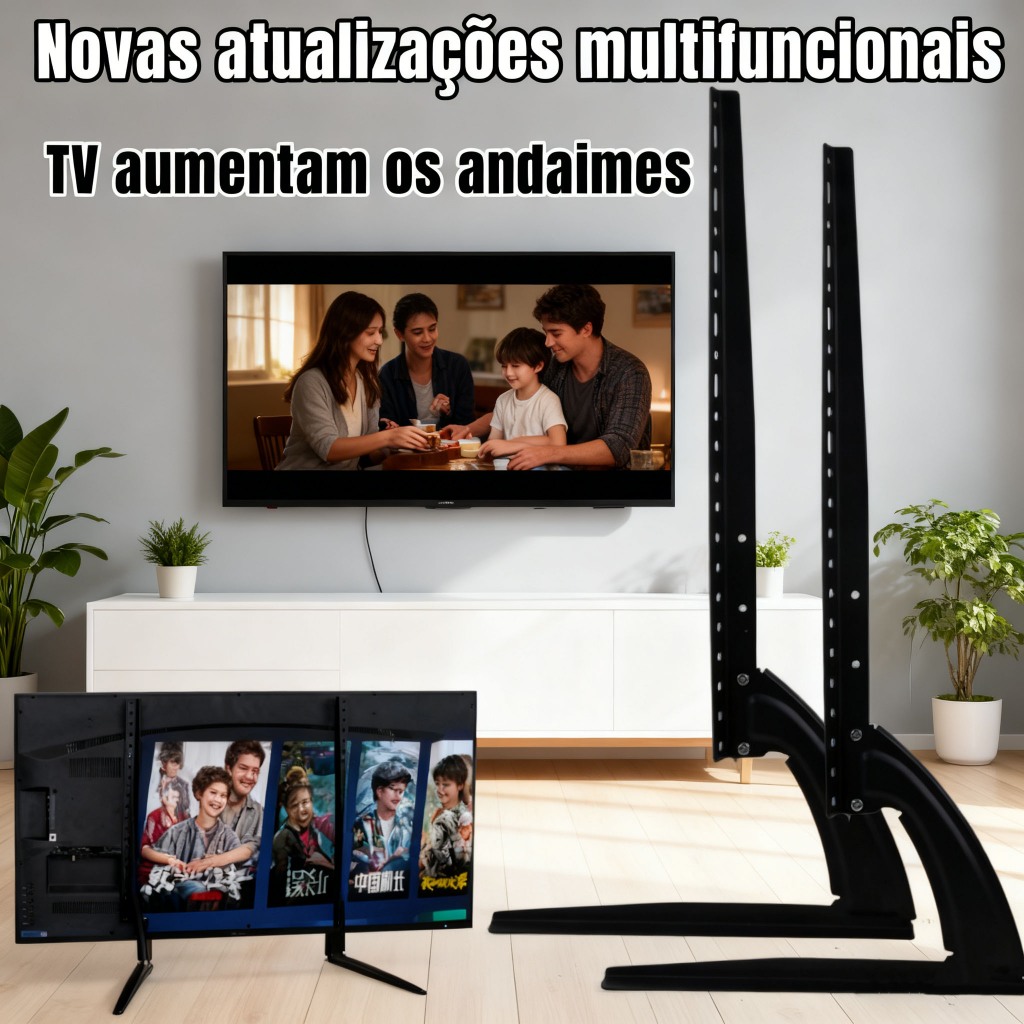 Suporte De Mesa Para Tv UNIVERSA Grande Com Base Ajustável Em Altura Para A Maioria Das TVs  Base 26" A 75”