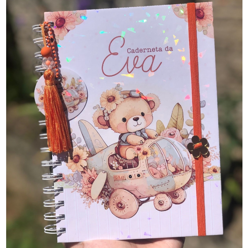 Caderneta de Saúde Infantil Personalizada A5 | SUS Atualizado | Capa Dura | Ursinha Aviadora