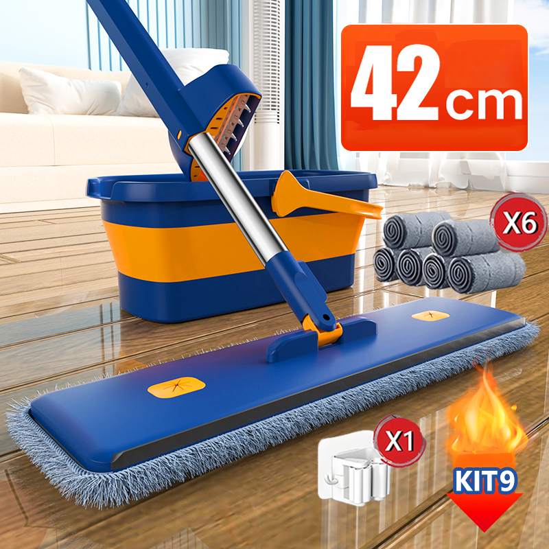 KIT 9 Esfregão - Limpa SEM ENXÁGUE (Seco/Úmido) + Balde Dobrável com Raspador (Absorve Tudo!)-S10 em Oferta na Shopee