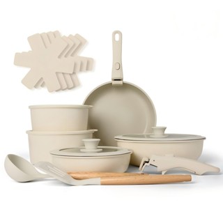 Jogo de Panelas Antiaderente com 17 Peças incluido 2 Cabos Removível em Oferta na Shopee