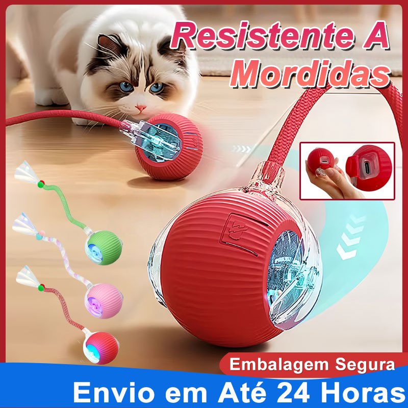 Brinquedo Inteligente para Gatos Bola Rolante Automática Cauda Falsa Recarregável USB
