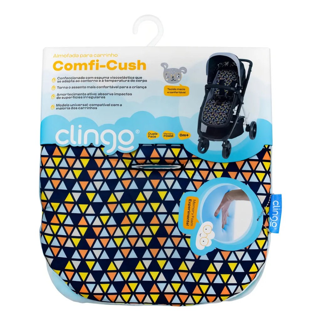 Colchonete Almofada Infantil Carrinho Bebê Dupla Face Clingo Cor Triângulos Coloridos Triângulos Coloridos