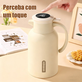 Garrafa Térmica 1L com Visor Digital | Mantém 24h Quente/Frio | Interior de Vidro sem Cheiro