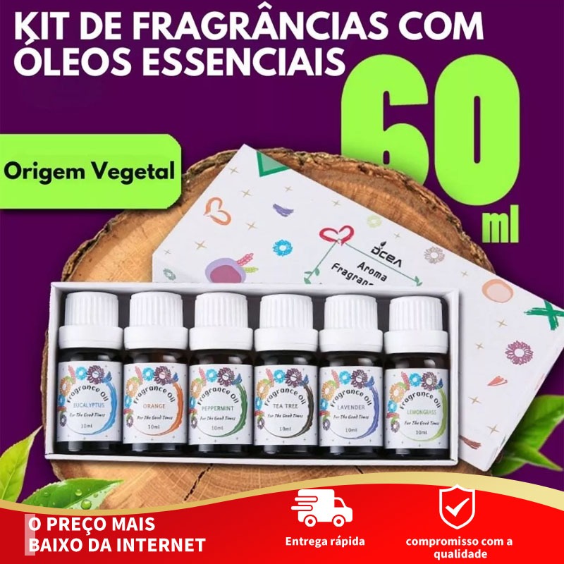 Kit com 6 Essências Para Aromatizador e Difusor Elétrico a Base de Água - Seis Aromas (10ml)