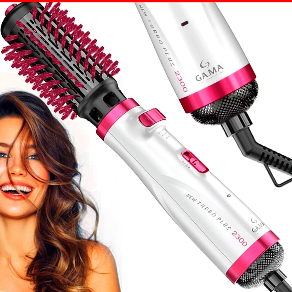 Escova De Cabelo Gama Italy Profissional Rotativa 1100w Secadora Alisadora Rosa Bivolt