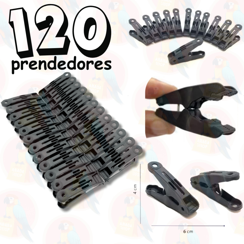 Kit com 120 / 96 / 72 / 48 / 24 Pregadores de Roupa em Plástico Reforçado Preto